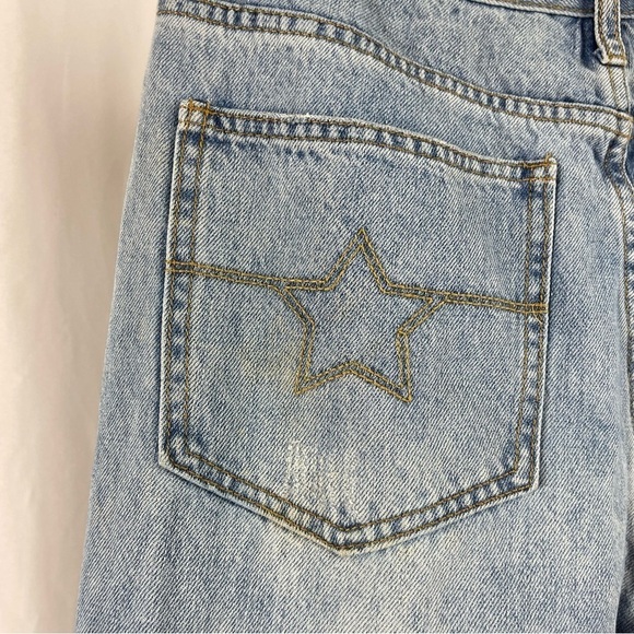 Bailey Ray Size 8 Button Fly Distressed Light Wash Jeans Straight Leg 90's Stars - Picture 4 of 8